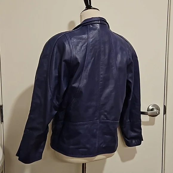 WILSON'S LEATHER Purple bomber biker moto jacket pockets lined  great color! - Picture 10 of 16